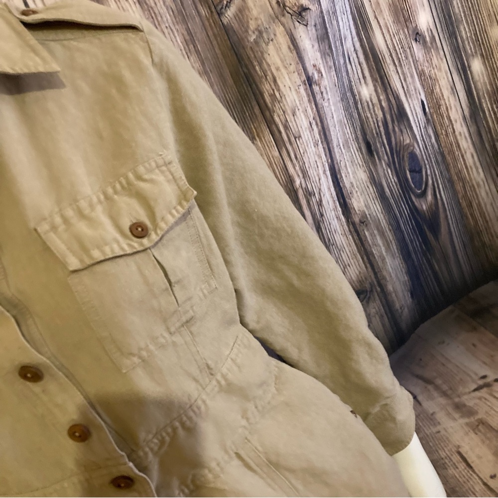 Soft Surroundings Khaki Button Down Mini Dress - Picture 4 of 12